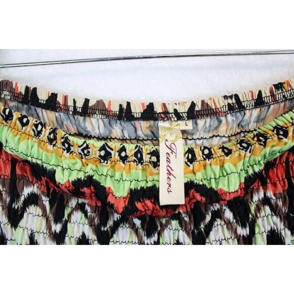 Convertible Maxi Skirt Smock Strapless Tunic Top Women L Multicolor Beachy Boho - Picture 5 of 9